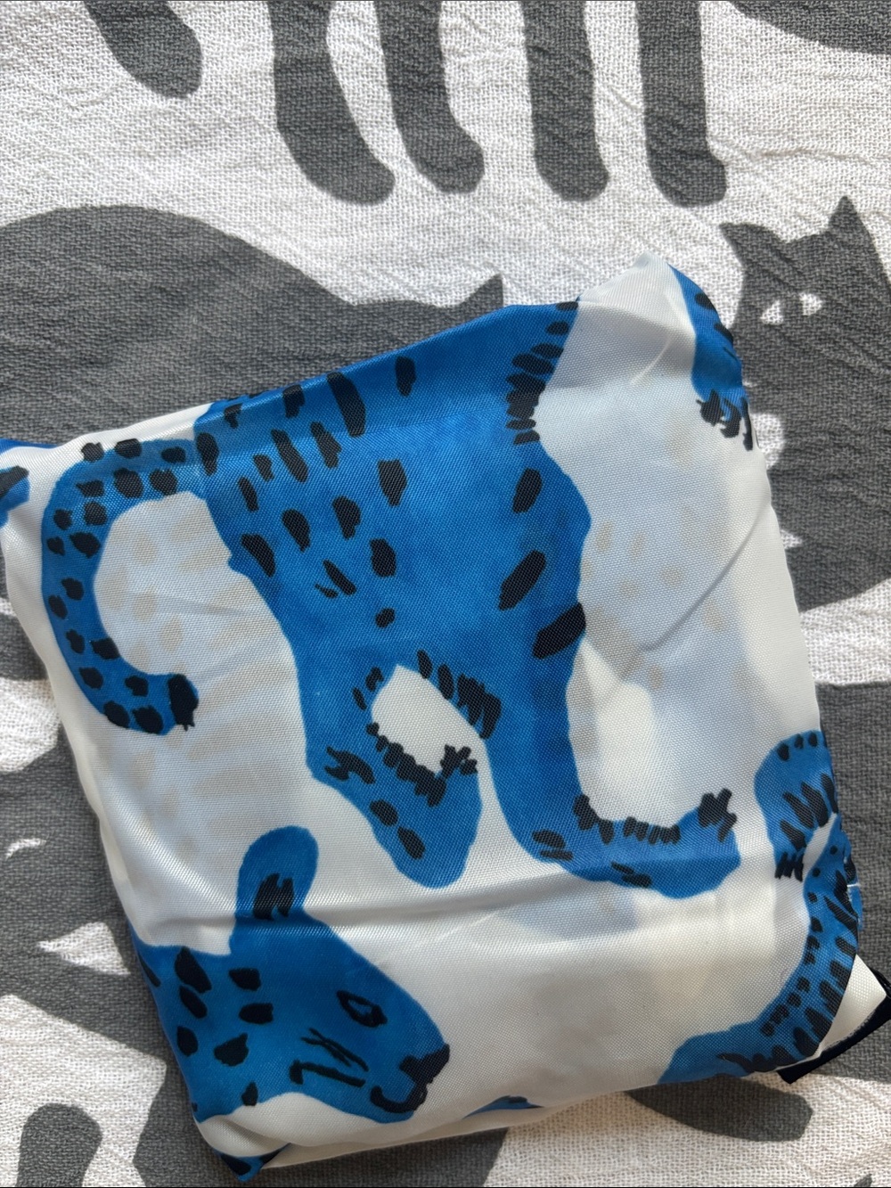 😸IKEA NWT SKYNKE Crazy Blue Cat reusable tote swirling blue felines Warhol-style